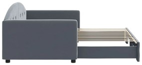 Sofá-cama com gavetão 90x190 cm veludo cinzento-escuro