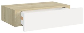 Prateleiras parede + gavetas 2pcs MDF 40x23,5x10cm carv./branco