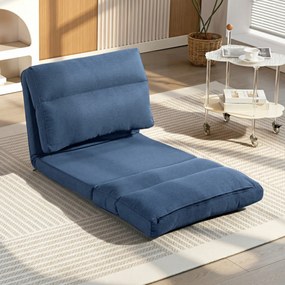 Poltrona de chão, sofá reclinável, poltrona convertível em cama, reclinável de 90° a 180°, tecido - 70 x 72 x 56 cm - azul escuro