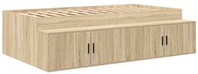 Estrutura de Cama com Armazenamento Carvalho Sonoma 100x200 cm
