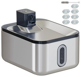 PawHut Fonte de Água Automática para Gatos 5 L em Aço Inoxidável Silenciosa Filtro Triplo USB Prata | Aosom Portugal