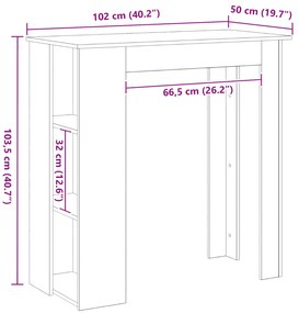 Mesa de Bar vidaXL com Prateleira - Carvalho Preto, 102x50x103.5 cm, F