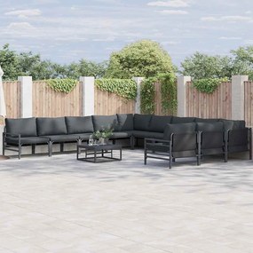 vidaXL Conjunto de Sofá de Jardim 11 pcs Cinzento-escuro Aço