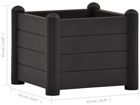 Canteiro elevado para jardim PP 43x43x35 cm antracite