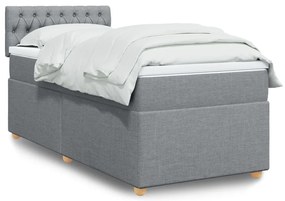 Cama com molas/colchão 90x190 cm tecido cinzento-claro