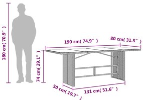 9 pcs conjunto de jantar p/ jardim c/ almofadões vime PE cinza