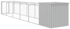 Casota cães c/ parque 110x609x110 cm aço galvaniz. cinza-claro