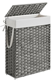 Cesto para roupa suja em Rattan sintético com tampa 46 x 20 x 61 cm Cinzento