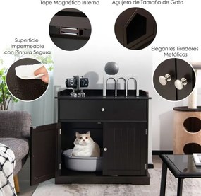 Movel para Caixa de areia para gatos (NÃO INCLUIDA)  76 x 53 x 74 cm com 2 portas Café