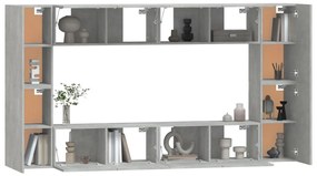 Conjunto móveis de TV 8 pcs madeira processada cinzento cimento