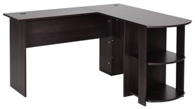 Mesa de Computador PC Escritório para Oficina Casa Tipo Esquineira Forma L com Estantes Negro - 136.2x130.4x72cm