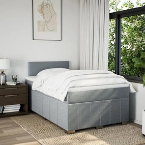 Cama boxspring com colchão 120x190 cm tecido cinzento-claro