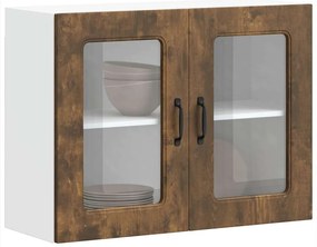 vidaXL Armário de parede de cozinha porta vidro Kalmar carvalho fumado