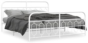 Estrutura de cama com cabeceira e pés 180x200 cm metal branco