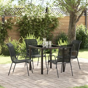 Conjunto de Jantar de 5 Peças para Jardim Preto Textilene e Aço