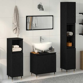 Conjunto de Móveis para Casa de Banho de 3 peças Carvalho Preto Madeir