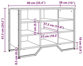 Sapateira 90x38x61,5 cm derivados de madeira preto