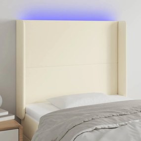 vidaXL Cabeceira cama c/ LED 103x16x118/128 cm couro artificial crème