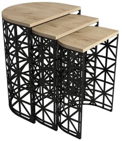 Mesas de Aninhamento Stil Metal Ferforje – Carvalho e Preto – 46x62x33