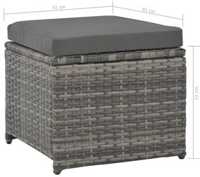 Conjunto jantar p/ exterior com almofadões 7 pcs vime cinzento