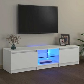 Móvel de TV com luzes LED 140x40x35,5 cm branco