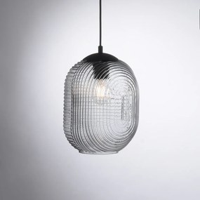 Candeeiro suspenso Art Deco preto com vidro fumê 3 luzes - Chris Art Deco