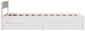Cama sem colchão 100x200 cm madeira de pinho maciça branco