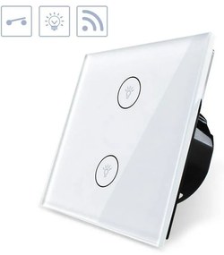 Interruptor tátil 2 botões WiFI-Voice, Painel frente branco vidro temperado