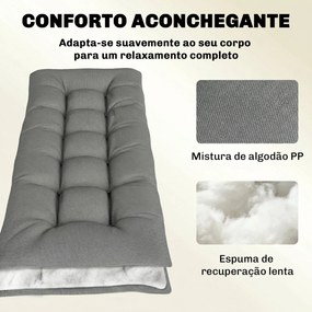 Almofada para espreguiçadeira jardim (NÃO INCLUIDA) com Alças de Fixação Proteção UV50+ Recuperação Lenta Interior Exterior 198x65x13 cm Cinzento