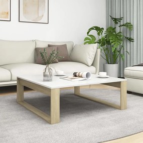 vidaXL Mesa centro 100x100x35 cm contraplacado carvalho sonoma/branco