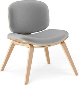 Cadeira auxiliar sem braços com encosto curvo e assento acolchoado largo para sala de jantar, sala de estar ou escritório 59 x 55 x 77 cm Natural