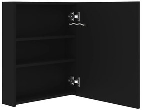 Armário espelhado p/ casa de banho com LED 50x14x60 cm preto