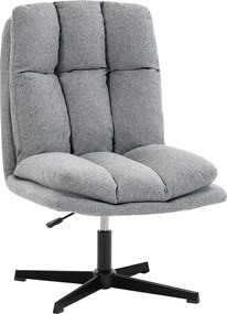 HOMCOM Poltrona de Sala Poltrona Giratória 360° Poltrona Relax com Altura Ajustável Assento Largo 63x75x92-102 cm Cinza Claro | Aosom Portugal
