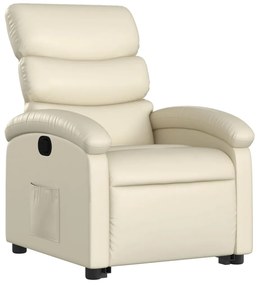 Poltrona reclinável elevatória couro artificial cor creme