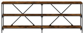 Mesa consola 200x30x75 cm deriv. madeira/ferro carvalho fumado
