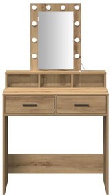 Mesa de Maquiagem vidaXL com Luzes LED Carvalho Artisan 79x41x140 cm