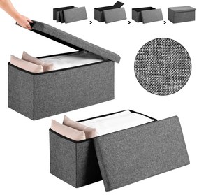 Banco com espaço de arrumação em MDF 80 x 40 x 40 cm Cinzento escuro