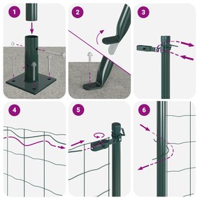 Cerca Euro com 13 Postes Flangeados 0.4x50 m Aço Galvanizado