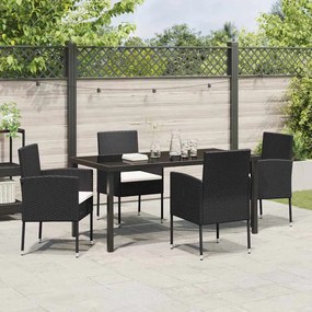 vidaXL Conjunto de Jantar para Jardim 5 pcs Preto Rattan Sintético