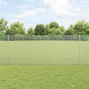 vidaXL Cerca de Arame Soldado com 44 Postes Prateados 1x50 m Aço