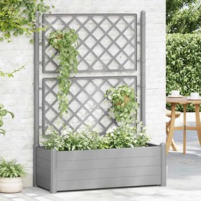 Vaso/floreira de jardim c/ treliça 100x43x142 cm PP cinza pedra