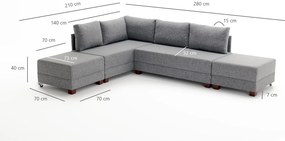 Sofá-cama de canto Fly – Azul – 210x70x280 cm