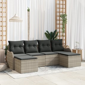 Conjunto de Sofá de Jardim vidaXL com Almofadas Cinza Claro Vime Poly,