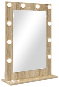 vidaXL Espelho de Maquiagem Carvalho de Sonoma MDF, Vidro 70 x 50 x 18 cm