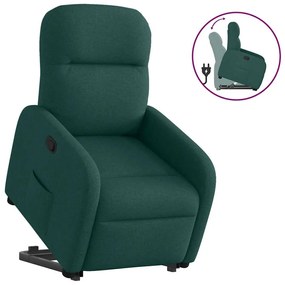 vidaXL Poltrona reclinável elevatória tecido verde-escuro