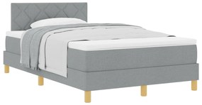 Cama Box Spring com Colchão Cinza Claro 120x200 cm Tecido