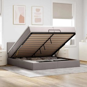 vidaXL Estrutura de cama otomana com colchão cinza 200x200 cm tecido