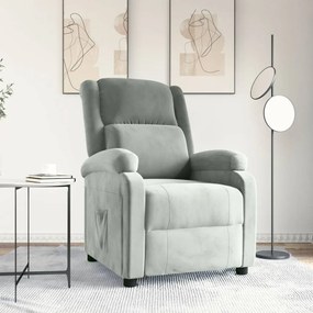 342399 vidaXL Poltrona reclinável veludo cinzento-claro