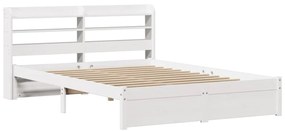 Estrutura de cama c/ cabeceira 150x200 cm pinho maciço branco