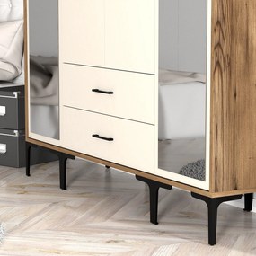 Roupeiro Kumsal RTR – Nogueira e Creme – 160x47,5x201,4 cm